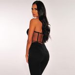 Strapless Lace Bodysuit Black Soft Padded Form Fitting Sexy Top for Parties or Night Out Wholesa