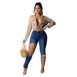 Fashionable Womens Denim Pants Creative Tie Design High Waist Casual Style Perfect for Autumn and Winter Wholesa