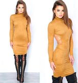 Long Sleeve Bodycon Knit Dress Backless Design Elegant Style Perfect for Parties and Special Occ