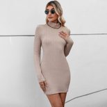 Knit Half High Neck Dress Elegant Backless Design Comfortable Fit Suitable for Office and Casual