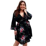 Plus Size Floral Print V Neck Dress Original Designer Spring Summer Collection Perfect for Casua