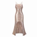 Summer Womens Sequin Maxi Dress Elegant A Line Silhouette Sleeveless Spaghetti Strap