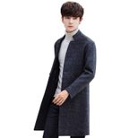 Mens Wool Overcoat Slim Fit Mid Length Stand Collar Casual Jacket Autumn Winter Collection
