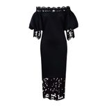 Off Shoulder Lace Trimmed Evening Dress Lantern Sleeves Elegant Design Perfect for Parties Whole