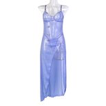 Purple High Waist Split Maxi Dress with Pearl Shell Detail for Parties in Multiple Sizes