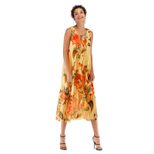 Womens Beach Dress Sleeveless Round Neck Floral Print Flowy Chiffon Summer Casual Wear Wholesale