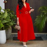 Plus Size Solid Color Dress Fashionable Elegant Design Autumn Wear for Women Wholesale Available