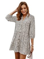 Floral Print Short Dress Womens Casual Style Three Quarter Sleeves Spring Summer Collection Whol