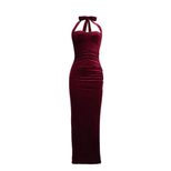Elegant Burgundy Bodycon Maxi Dress Summer Fashion Chic Style Perfect for Parties Wholesale Avai