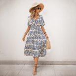 Casual Summer Dress Short Sleeve V Neck Ethnic Print Vacation Wear Wholesale Available bulk orde