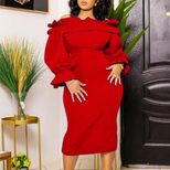 Off Shoulder Long Sleeve Dress Elegant Fit Plus Size Autumn Fashion Perfect for Parties and Even
