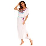 Embroidered Colorful Tassel Split Long Beach Cover Up Dress Stylish Bohemian Design Perfect for