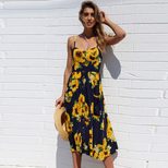 Bohemian Print Midi Dress for Women Backless Design Summer Casual Wear ready to ship