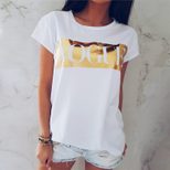Womens Printed T Shirt Short Sleeve Round Neck Casual Style Summer Wear bulk order