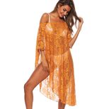 Sheer Lace Beach Cover Up Dress Irregular Asymmetrical Design Sexy Style Lightweight Fabric Summ