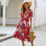 Bohemian Print Tie Dress for Women Summer Style Lightweight Fabric Available in Multiple Sizes Wholesale Ready