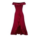 Fashionable Womens Ruffled Hem Dress Solid Color Sexy Style Spring Summer Collection Wholesale A