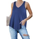 Womens Solid Color V Neck Tank Top Loose Fit Casual Style Comfortable Fabric Perfect for Everyda