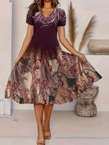 Summer Womens Dress Short Sleeve Loose Fit Ethnic Style Casual Wear Available in Multiple Sizes