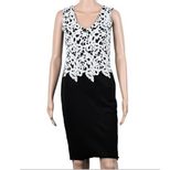 Womens Sexy V Neck Lace Patchwork Midi Dress Slim Fit Pencil Silhouette Elegant Evening Wear