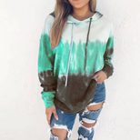 Hooded Long Sleeve Sweatshirt for Women Rainbow Gradient Print Cozy Fabric Casual Wear