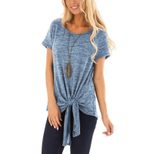 Twist Knot T Shirt for Women Irregular Short Sleeve Casual Summer Wear in Multiple Sizes