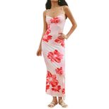 Summer Maxi Dress Floral Print Beach Style Lightweight Fabric Perfect for Travel and Vacation Wh