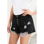 High Waisted Distressed Denim Shorts for Women Casual Style Straight Cut Vintage Wash Summer Wea
