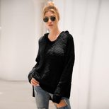 Loose Fit Hooded Knit Sweater 4 Colors Long Sleeve Cozy Fabric Casual Wear for Fall Winter Whole