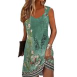 Slim Fit Mid Length Spaghetti Strap Dress Eyelet Button Detail Ethnic Style Spring Summer Wholes