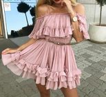 Sexy Womens Dress Off Shoulder Ruffle Hem Cake Style Perfect for Parties and Events Wholesale Av