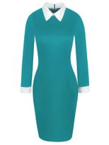 Long Sleeve Collared Pencil Dress for Women Elegant Fit Autumn Winter Collection