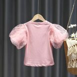 Girls Short Sleeve T Shirt with Puff Sleeves Cotton Summer Top Casual Wear Available in Multiple Sizes Wholesale
