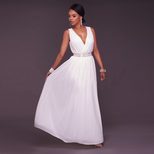 Womens Chiffon Dress Deep V Neckline Elegant Solid Color Available in S to XL Wholesale Ready to Ship