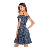 Chiffon Ruffle Hem Off Shoulder Dress Floral Print Sleeveless Lightweight Perfect for Summer Par