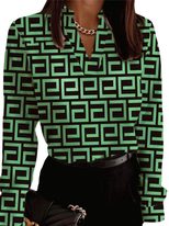V Neck Geometric Print Long Sleeve T Shirt Womens Fashion Casual Style Comfortable Fabric Wholes