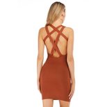 Summer Womens Bodycon Knit Dress Solid Color Backless Sleeveless Slim Fit Casual or Party Wear W