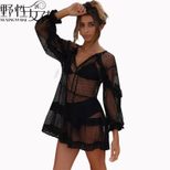 Lace Hollow Out Sun Protection Dress Long Sleeve Elegant Design Lightweight Fabric Perfect for S