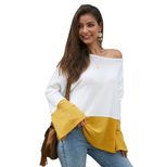 Color Block Long Sleeve Knit Sweater Loose Fit Original Design Cozy Fabric Autumn Winter Fashion Wholesale Avail