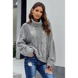 Womens Winter Thick Knit Sweater Solid Color High Neck Loose Fit Warm Wool Top Casual Wear Whole