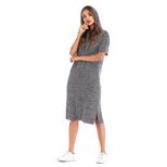 Womens Summer Dress Solid Color Short Sleeve Loose Fit Hooded Side Slit Casual Wear Wholesale Av