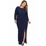 Plus Size Twist Hem Maxi Dress for Women Elegant Fit and Flare Autumn Evening Wear