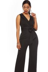 Sleeveless Deep V Neck Wide Leg Jumpsuit for Women Casual Summer Style Available in Multiple Sizes Wholesale