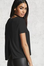 Womens Summer T Shirt Casual Short Sleeve Loose Fit Solid Color Round Neck Side Split Perfect fo