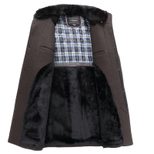 Mens Casual Overcoat Solid Color Thickened Slim Fit Stand Collar Large Fur Collar Business Attir