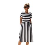 Striped Short Sleeve Dress Elegant Design Summer Style Perfect for Work Wholesale Available bulk