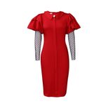 Plus Size Womens Dress Mesh Panel Pleated Design Elegant Style Autumn Winter Office Wear Wholesa