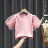 Girls Short Sleeve T Shirt with Puff Sleeves Cotton Summer Top Casual Wear Available in Multiple Sizes Wholesale