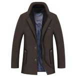 Mens Casual Overcoat Thickened Wool Fabric Lapel Collar Business Style Perfect for Middle Aged W