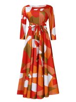Plus Size African Print Maxi Dress Stylish Floral Design Tie Neck Flowy Silhouette Spring Summer
